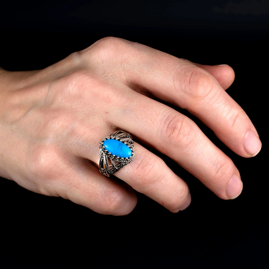 FiligranIst - Turquoise Angel Wings Cocktail Ring