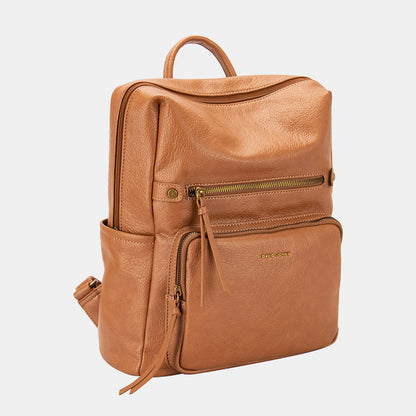 David Jones Sleek PU Leather Backpack for Everyday Elegance