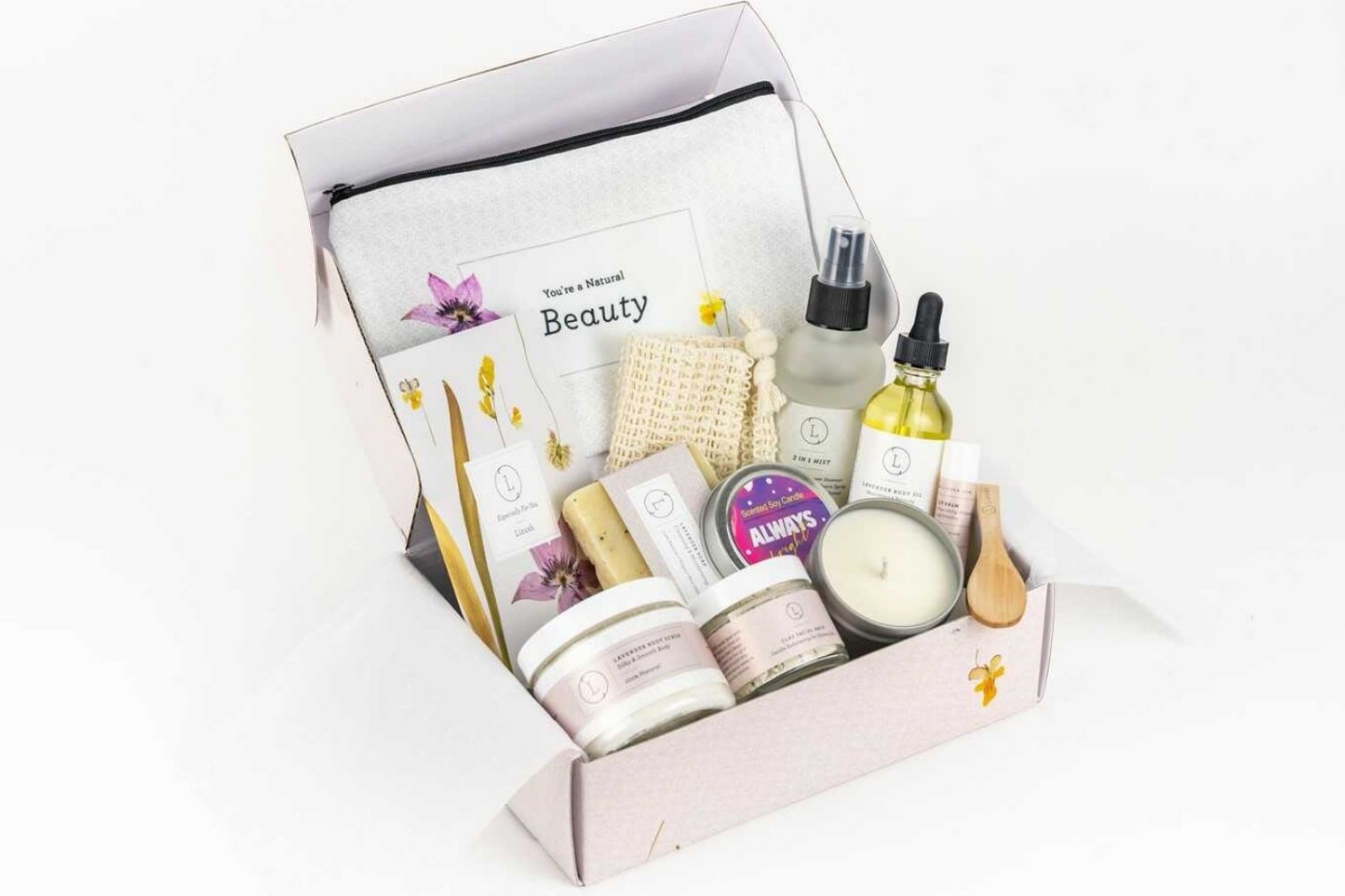 Lizush Spa Gift Box, Natural Lavender Bath & Body Relaxing Package for Friend