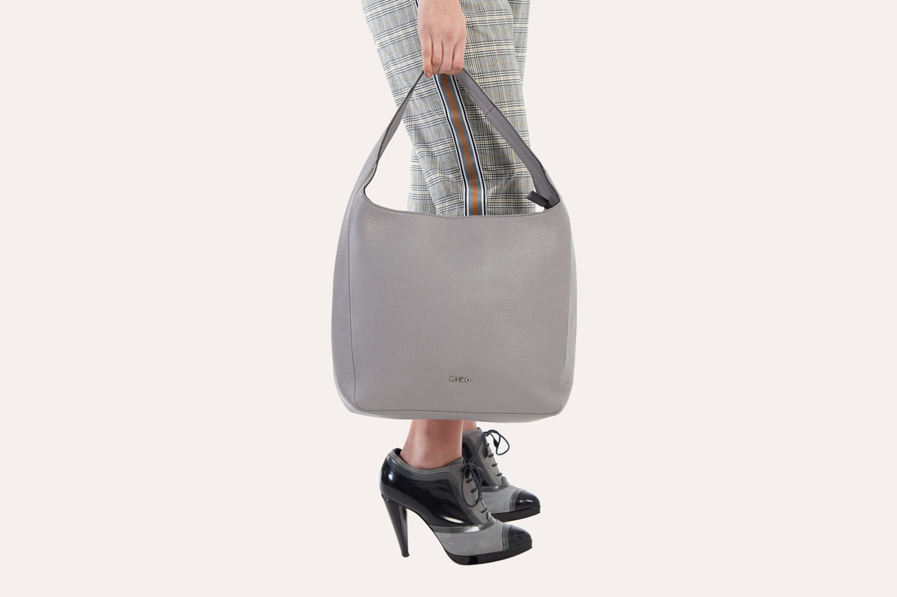 Kiko Genuine Pebble Leather Hobo Shoulder Bag - A Masterpiece of Elegance and Organization