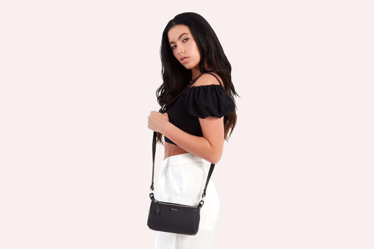 Pebble Leather Crossbody Shoulder Bag -  Sleek Simplicity