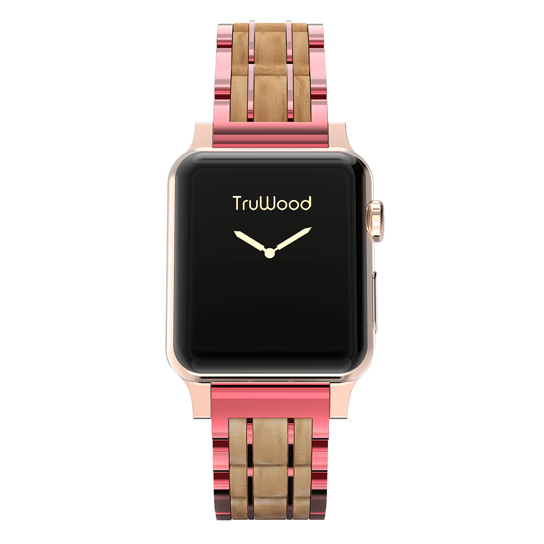 TruWood The Classic Apple Watch Band - Pink / Olive