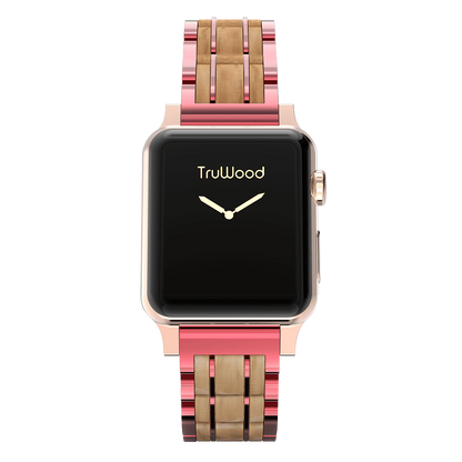 TruWood The Classic Apple Watch Band - Pink / Olive