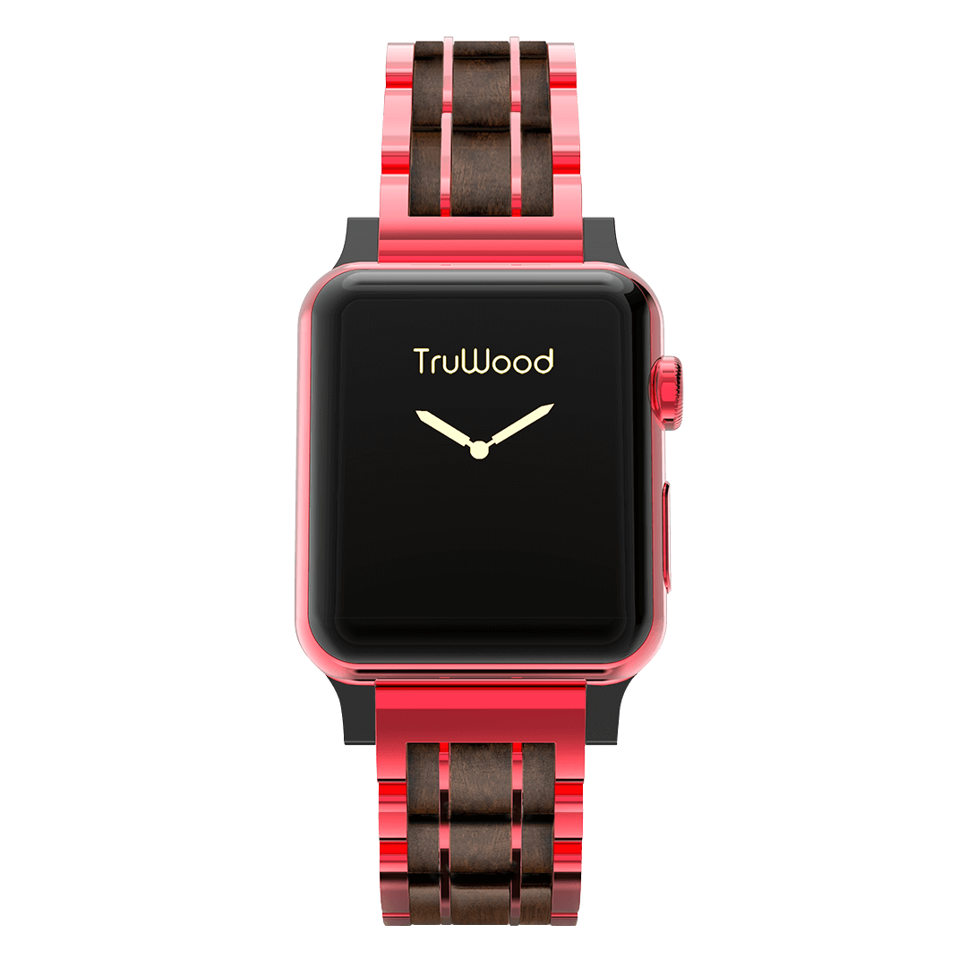 TruWood The Classic Apple Watch Band - Red / Black Sandalwood