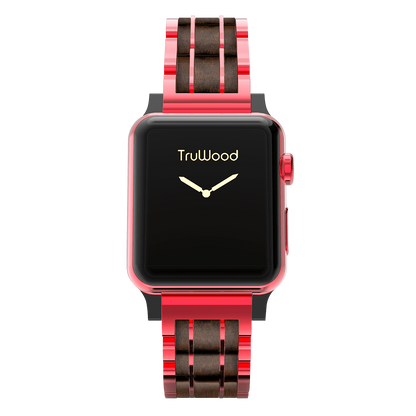 TruWood The Classic Apple Watch Band - Red / Black Sandalwood