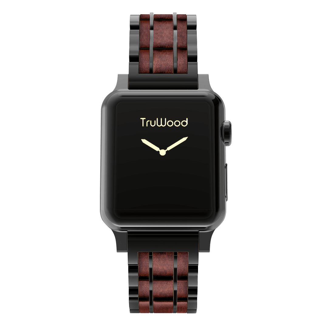 TruWood The Classic Apple Watch Band - Black / Purpleheart