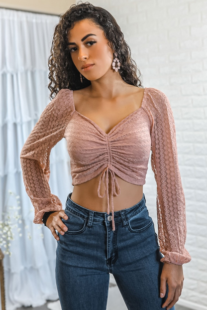 Lydia Long Sleeves Scrunch Tie center cropped top