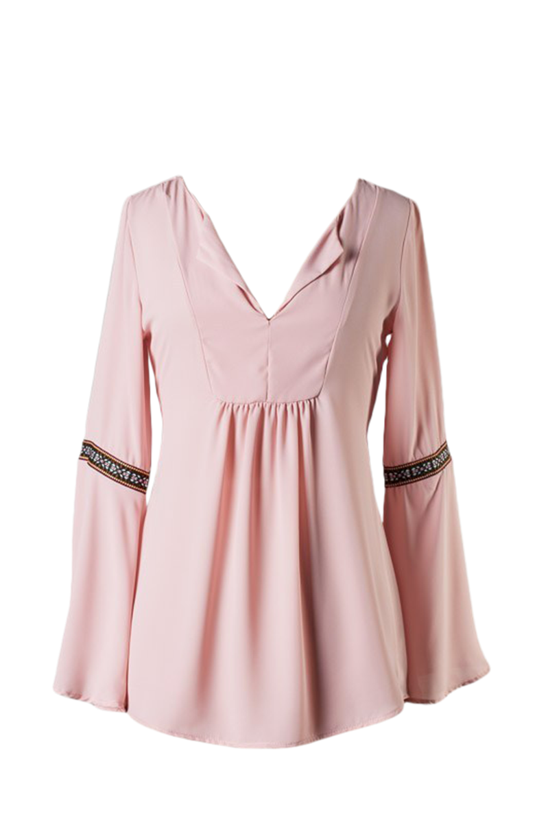 Whistling Dixie Dusty Pink Bell Sleeves Top