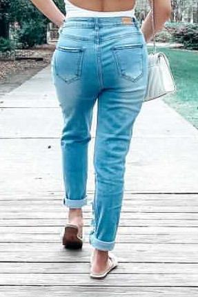 Jemma Straight Leg Ripped Mom Jeans