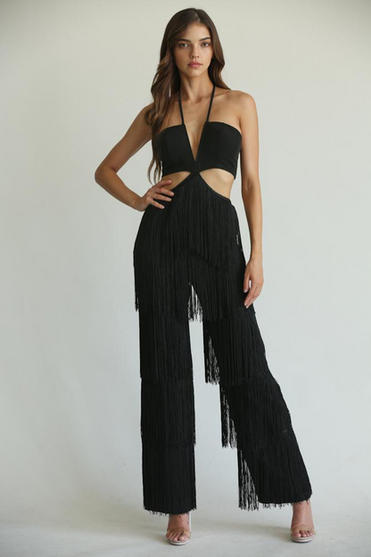 Elizabella - Premium Multi-tiered Fringe-Adorned Jumpsuit