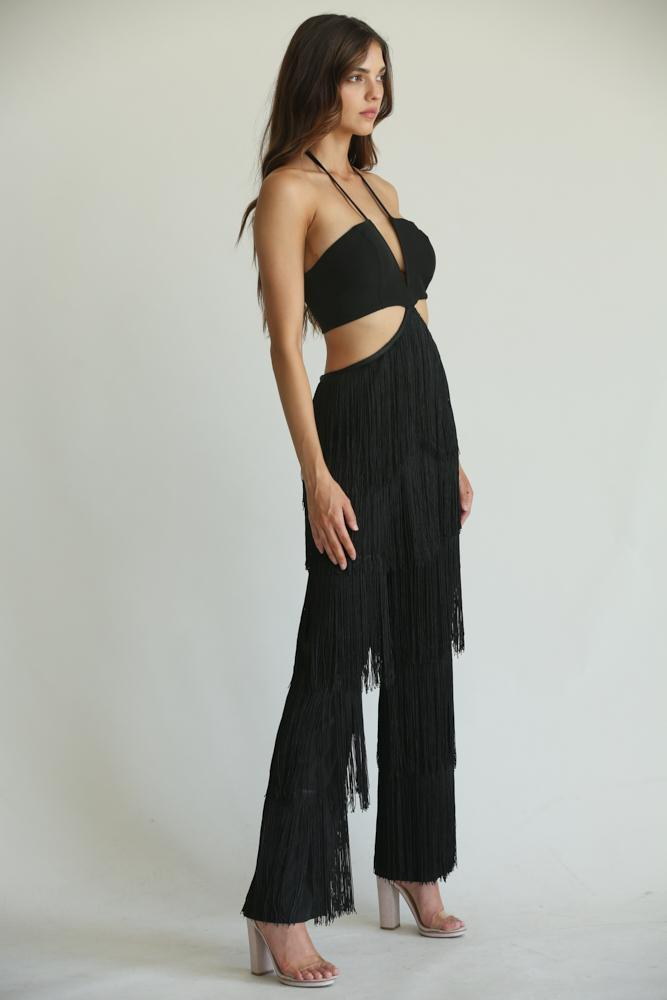 Elizabella - Premium Multi-tiered Fringe-Adorned Jumpsuit