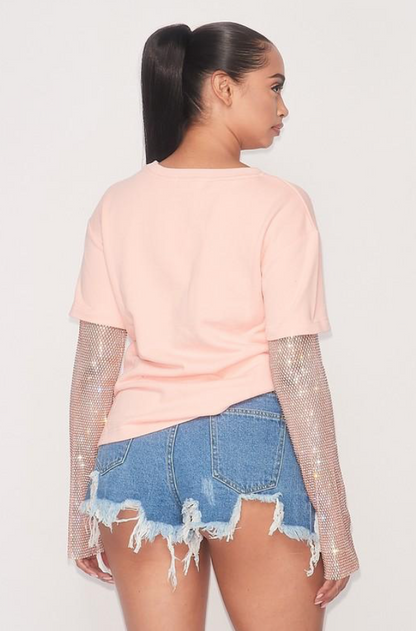 Elena - Sequined Sleeve Premium Tee