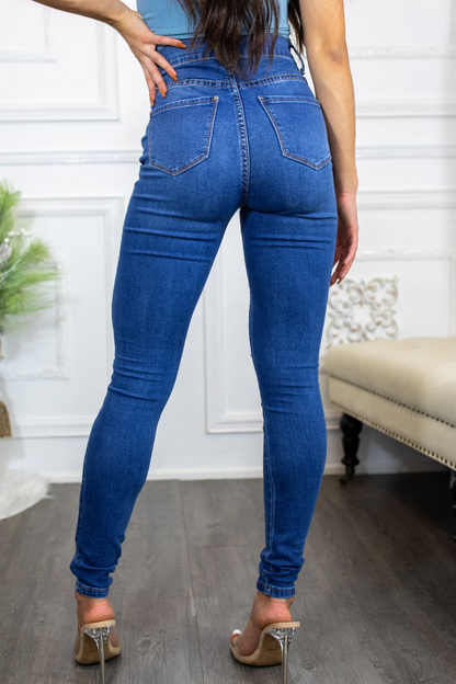 Just a Little Knee Cut High Waisted Great Stretch Jeans