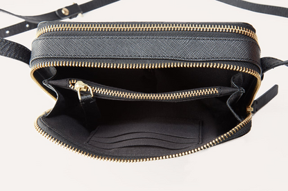 Kiko Genuine Saffiano Leather Zip Around Crossbody Bag - A Symphony of Elegance and Organization