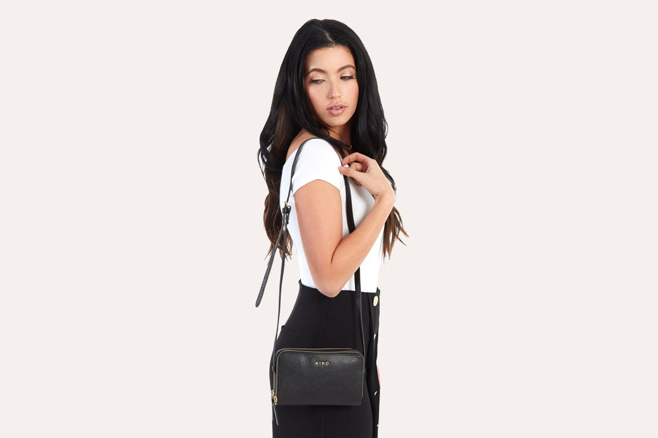 Kiko Genuine Saffiano Leather Zip Around Crossbody Bag - A Symphony of Elegance and Organization