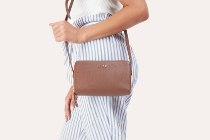 Zip Around Crossbody Genuine Pebble Leather Bag - A Harmony of Style and Functionality