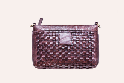 Kiko Genuine Washed Leather Weaved Crossbody - A Tapestry of Elegance and Versatility