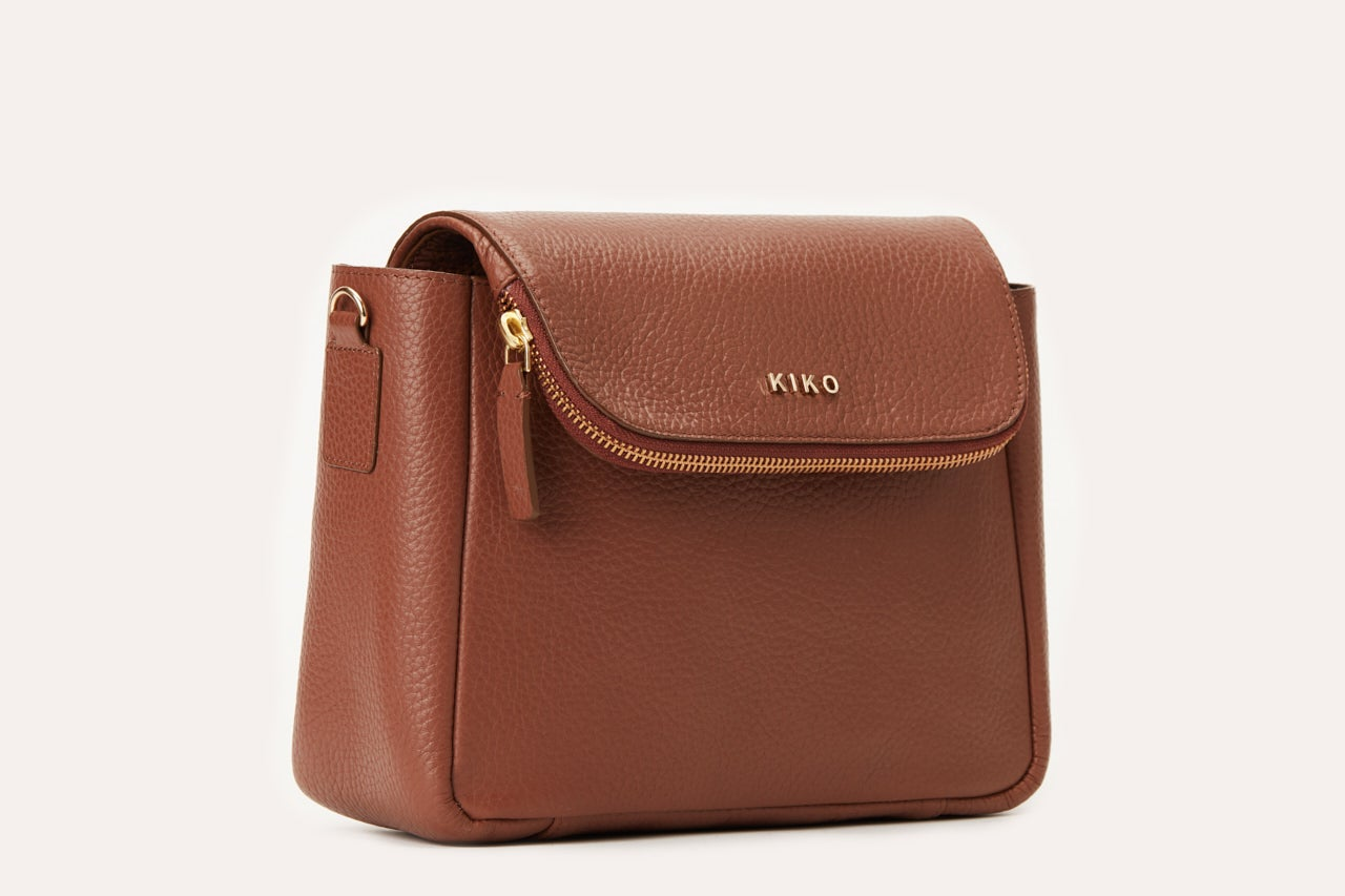 Kiko Genuine Pebble Leather Fold Over Crossbody Bag - Where Style Meets Functionality