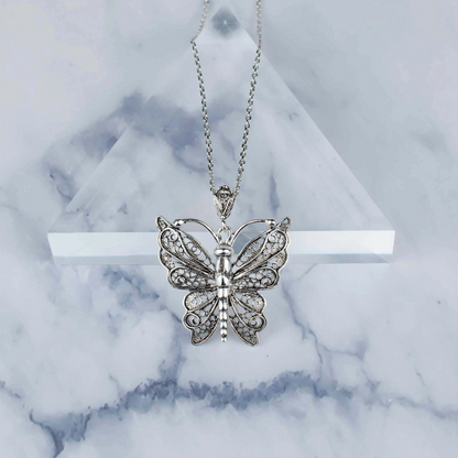 FiligranIst - Sterling Silver Filigree Butterfly Pendant Necklace