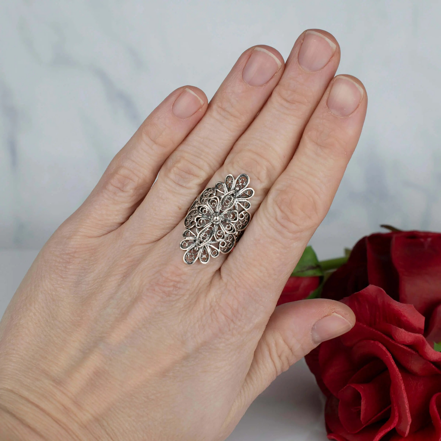 FiligranIst - Sterling Silver Filigree Lace Statement Ring