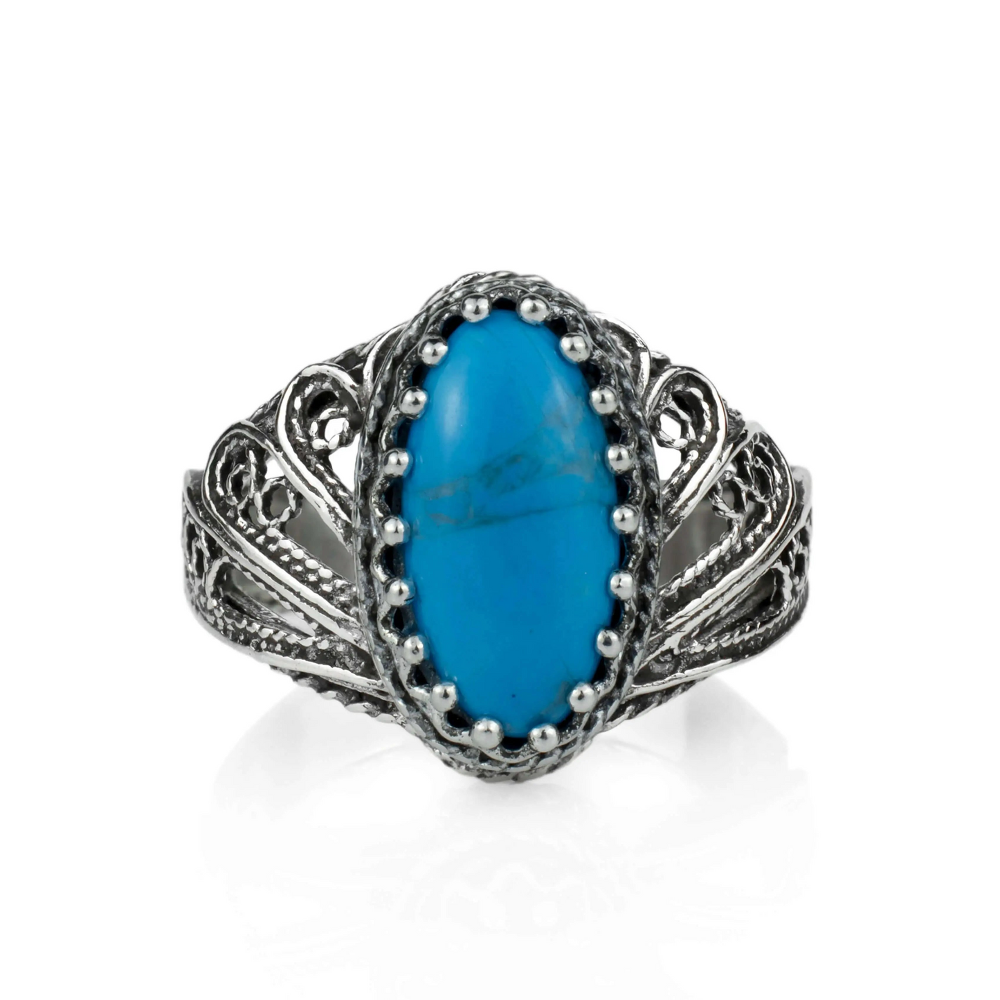 FiligranIst - Turquoise Angel Wings Cocktail Ring