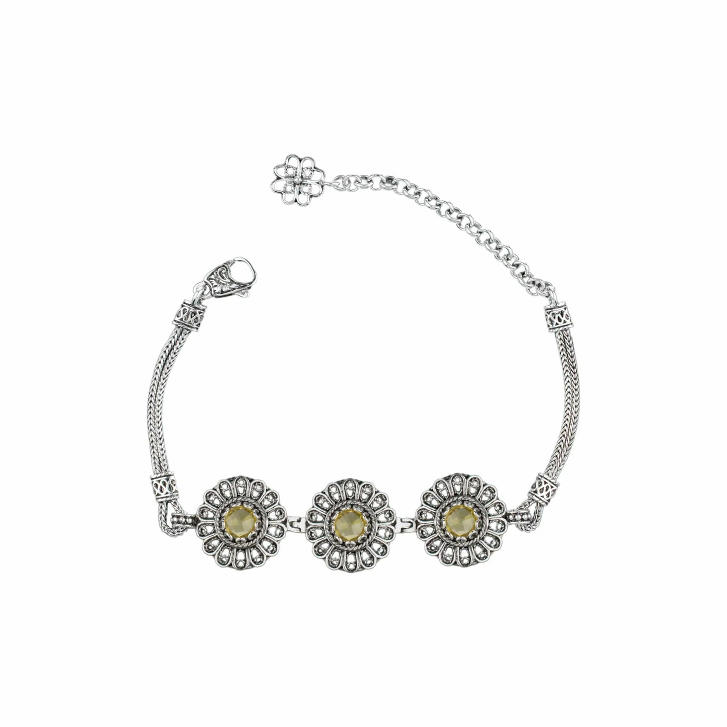 FiligranIst - Filigree Art Citrine Gemstone Women Silver Link Bracelet