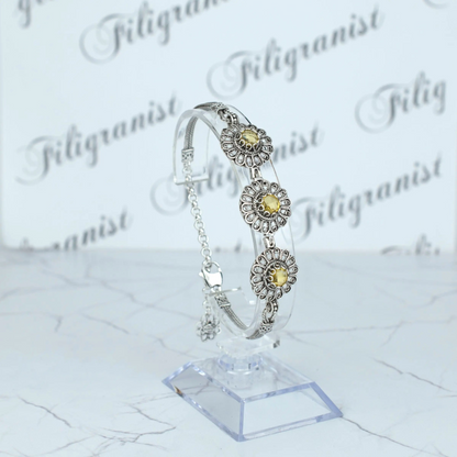 FiligranIst - Filigree Art Citrine Gemstone Women Silver Link Bracelet