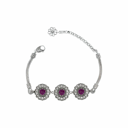 FiligranIst - Filigree Art Ruby Corundum Gemstone Women Silver Link Bracelet