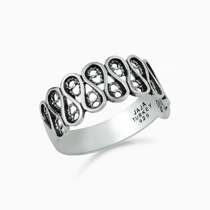 FiligranIst - Handcrafted Filigree Art Sterling Silver Women's Wavy Band Ring