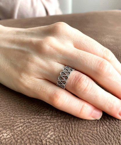 FiligranIst - Handcrafted Filigree Art Sterling Silver Women's Wavy Band Ring