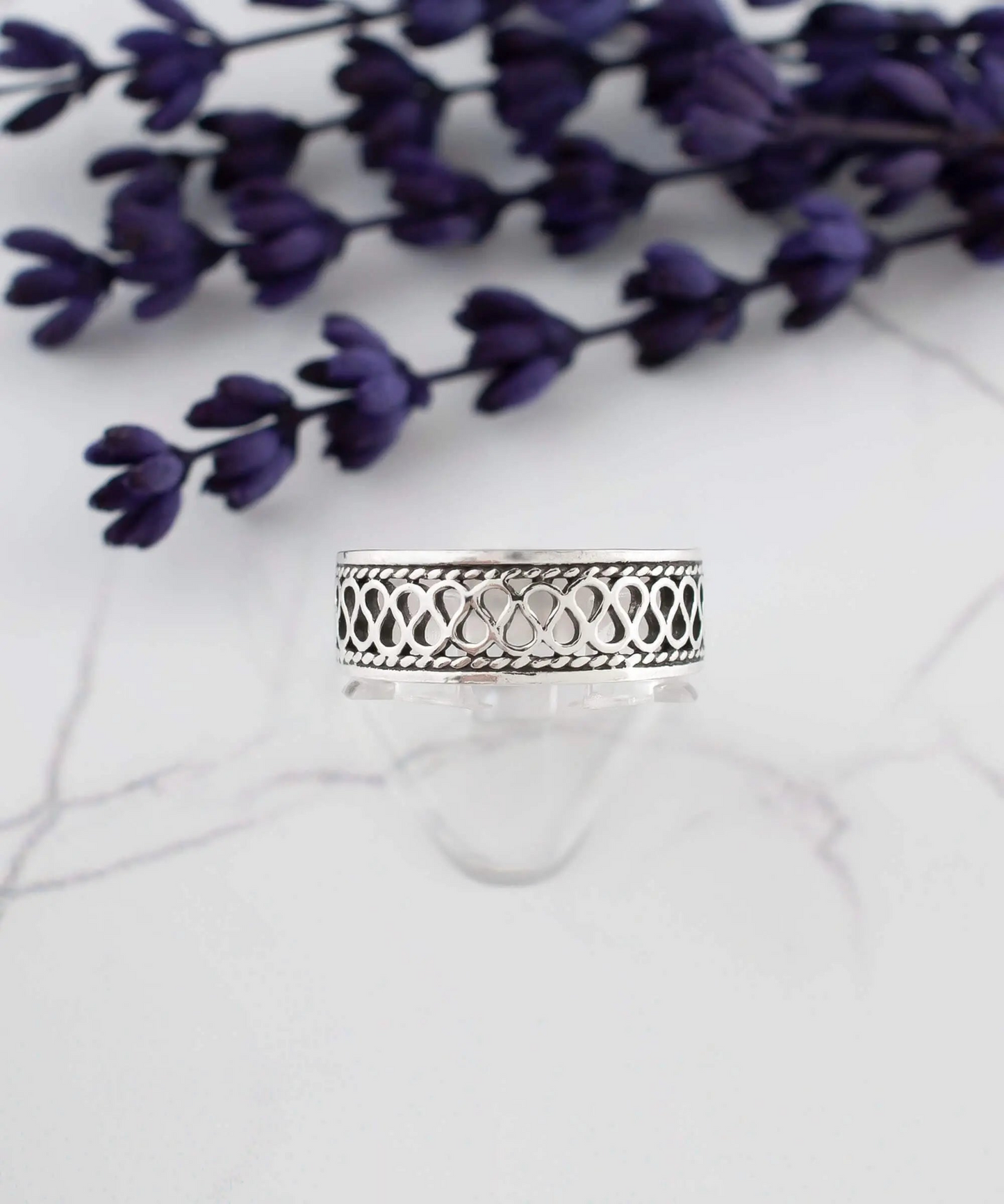 FiligranIst - Sterling Silver Raindrop Filigree Band Ring