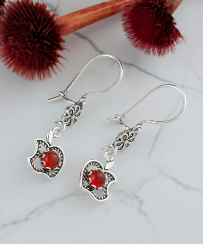 FiligranIst - Filigree Apple Design Gemstone Women Silver Dangle Earrings