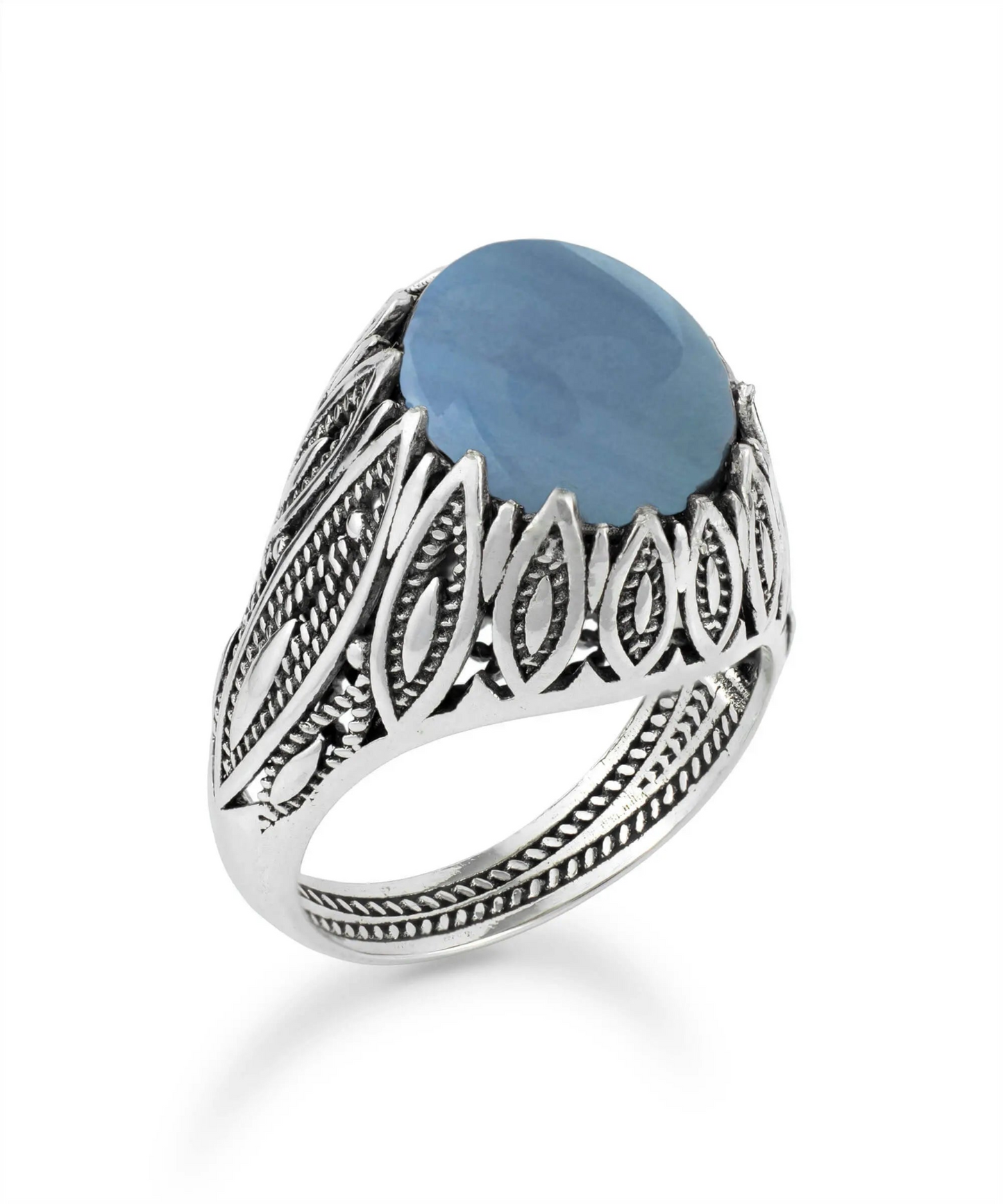 FiligranIst - Blue Lace Agate Gemstone Silver Statement Ring