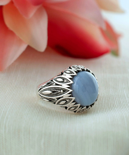 FiligranIst - Blue Lace Agate Gemstone Silver Statement Ring