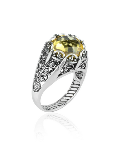 FiligranIst - Citrine Gemstone Filigree Silver Cocktail Ring