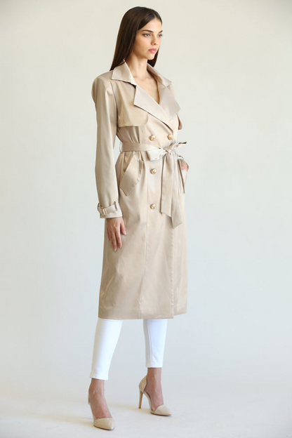 Carla - Premium Satin Fabric Trench