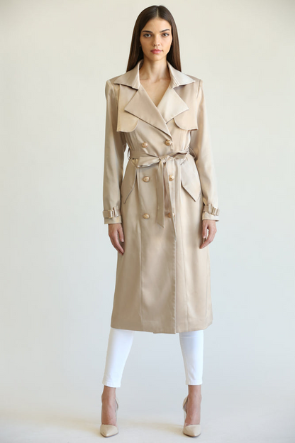 Carla - Premium Satin Fabric Trench