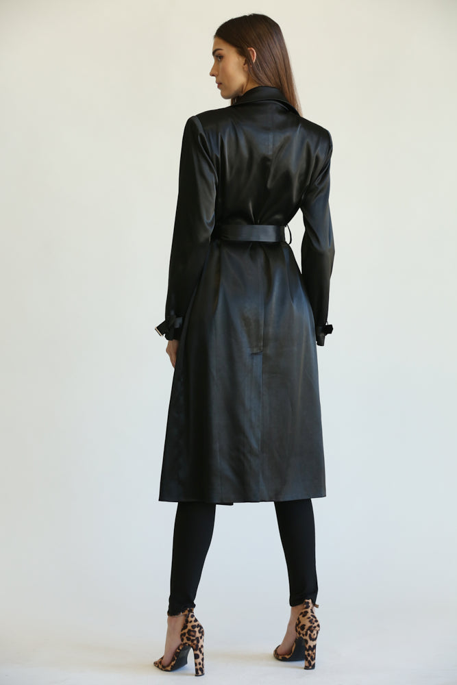 Carla - Premium Satin Fabric Trench