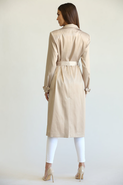 Carla - Premium Satin Fabric Trench