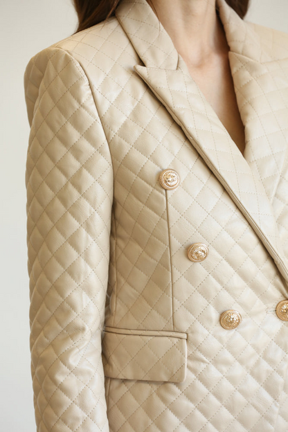 Alora - Luxe Leather Quilted Blazer