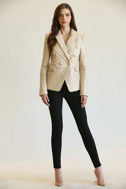 Alora - Luxe Leather Quilted Blazer