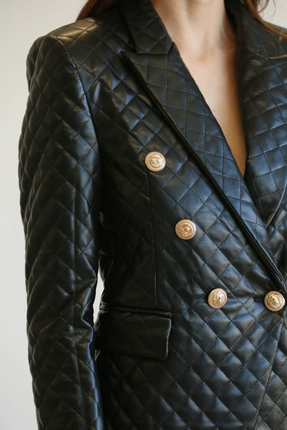 Alora - Luxe Leather Quilted Blazer