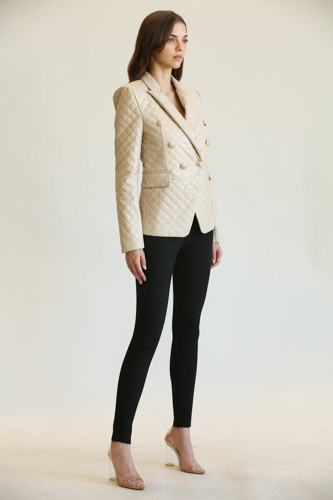 Alora - Luxe Leather Quilted Blazer