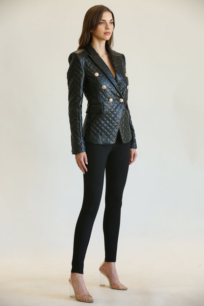 Alora - Luxe Leather Quilted Blazer