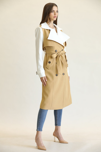 Opulent Dual-Buttoned Front Clasp Overcoat