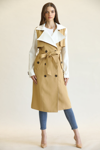 Opulent Dual-Buttoned Front Clasp Overcoat