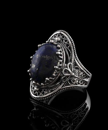 FiligranIst - Lapis Lazuli Filigree Art Silver Statement Ring