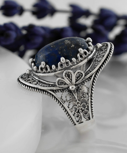 FiligranIst - Lapis Lazuli Filigree Art Silver Statement Ring