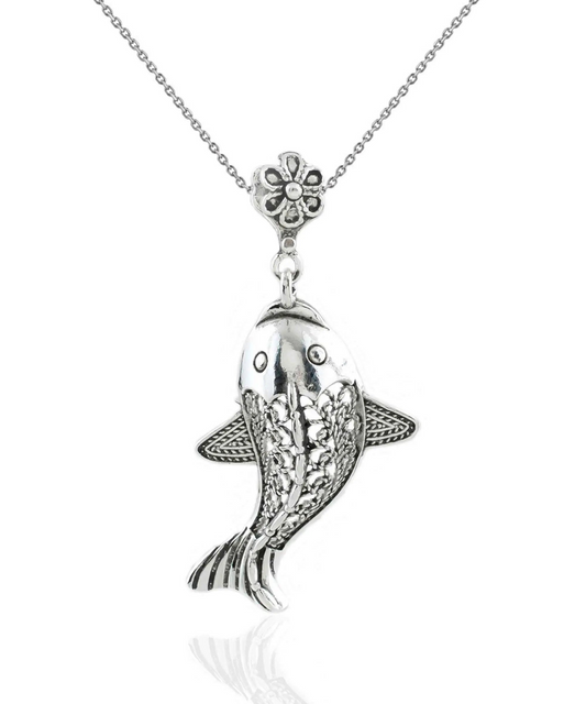 FiligranIst - Handcrafted Silver Filigree Fish Pendant Necklace