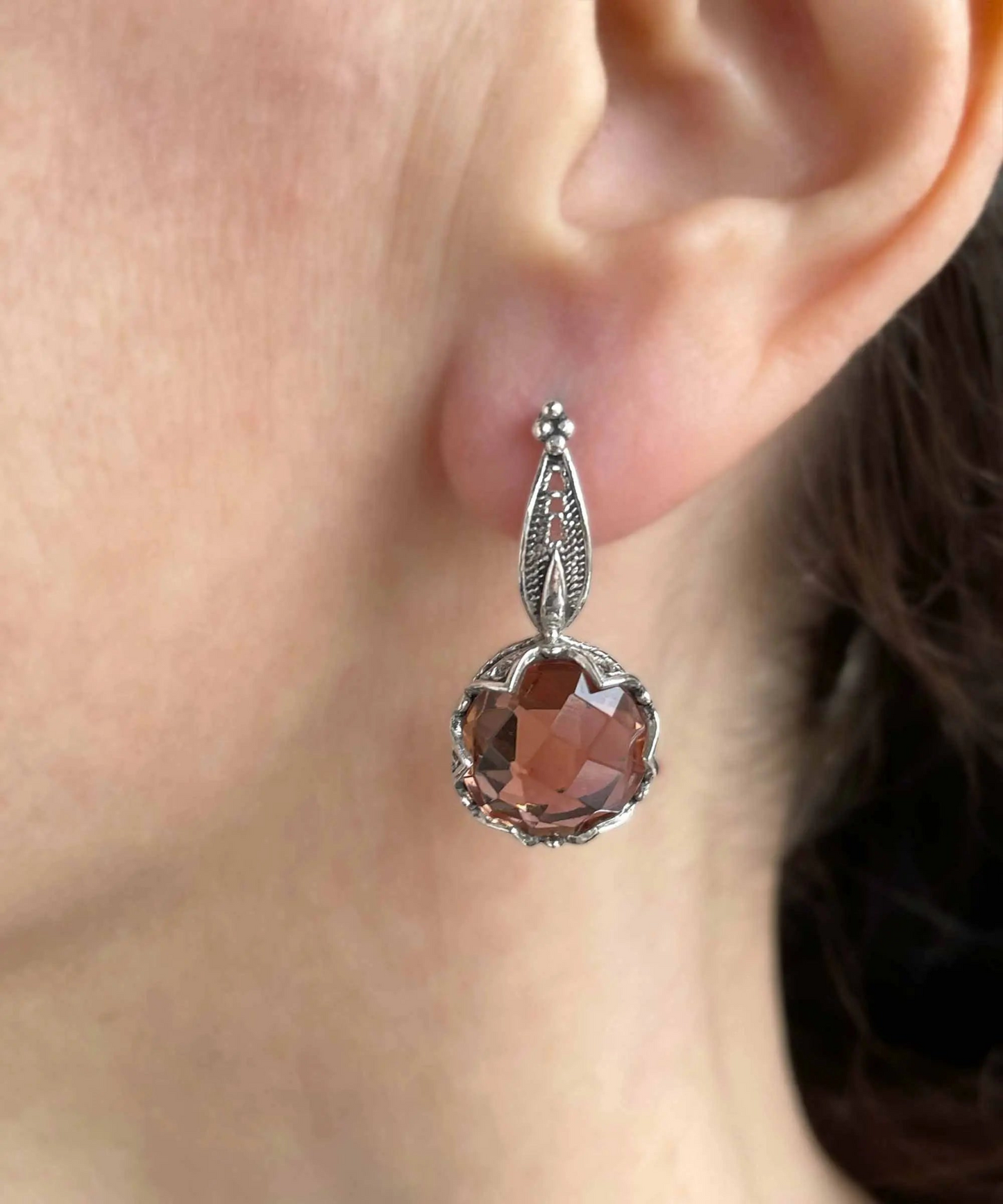 FiligranIst - Alexandrite Gemstone Sterling Silver Woman Drop Earrings